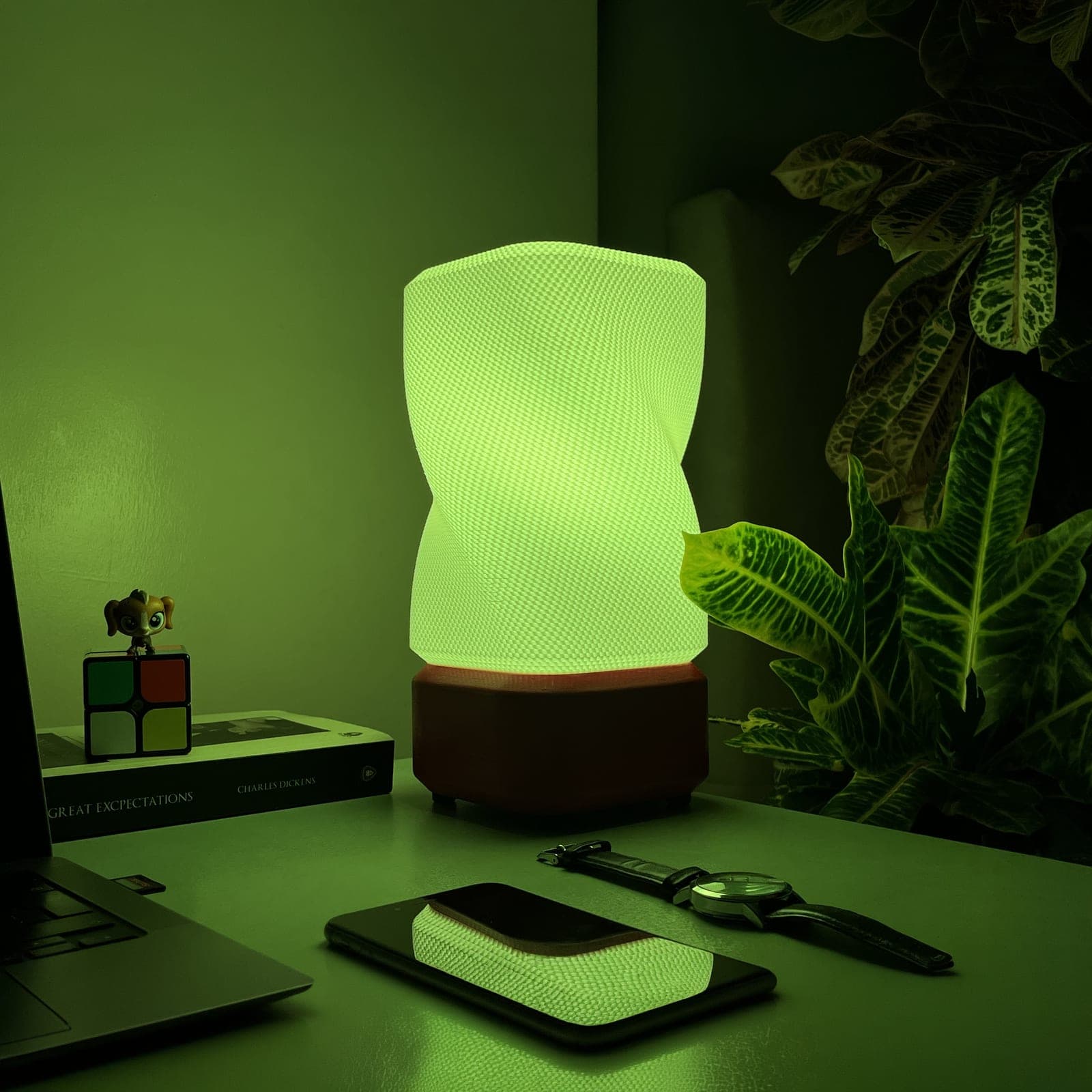 Zen Burgu — spiral dokulu, 3D baskı, akıllı RGB LED masa lambası (E27 duy) - 2