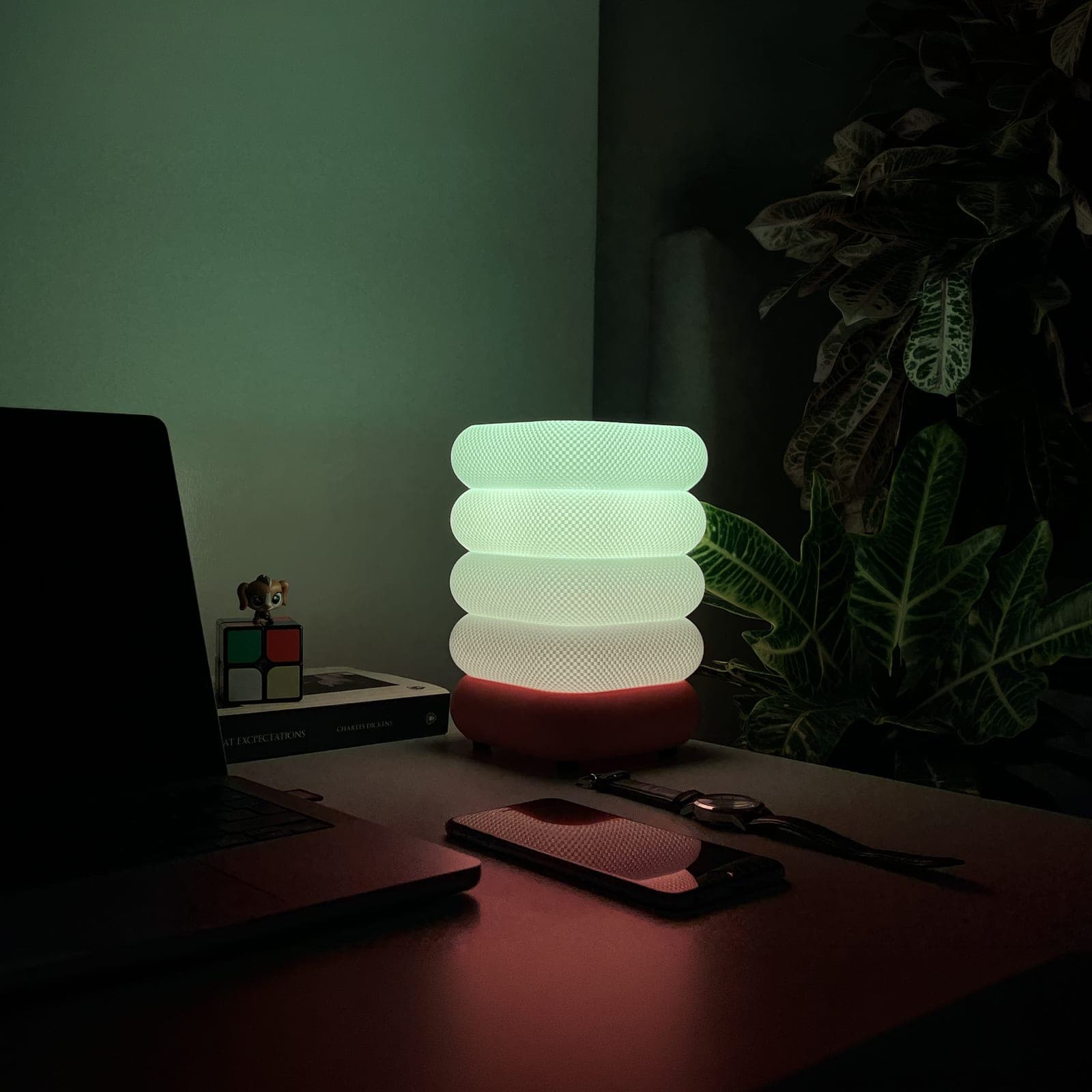 Zen Dalga — dalga formlu, 3D baskı, akıllı RGB LED masa lambası (E27 duy)
