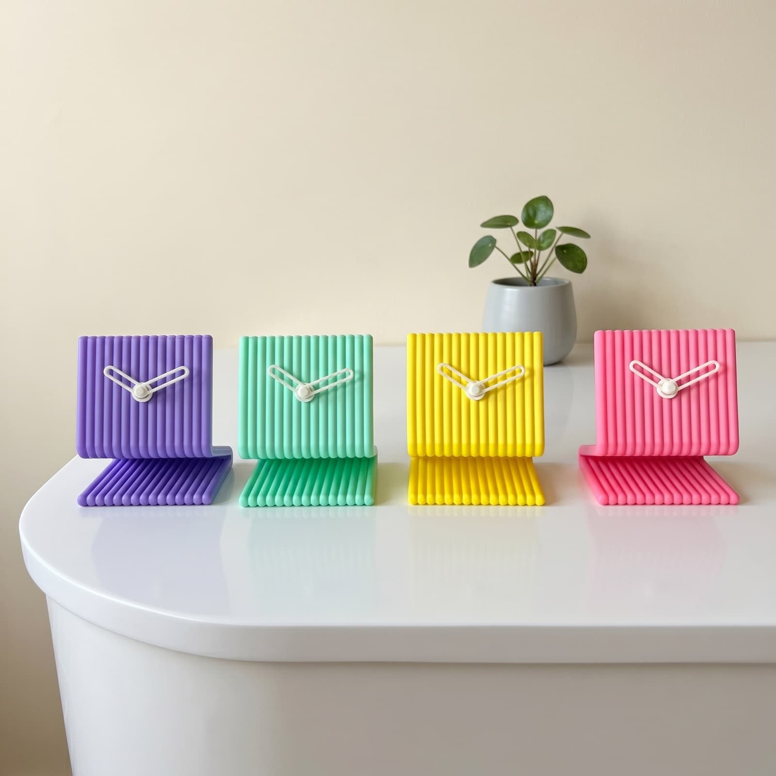 Ritim Pembe — dokulu, 3D baskı, sessiz analog masa saati (9×11 cm) - 4