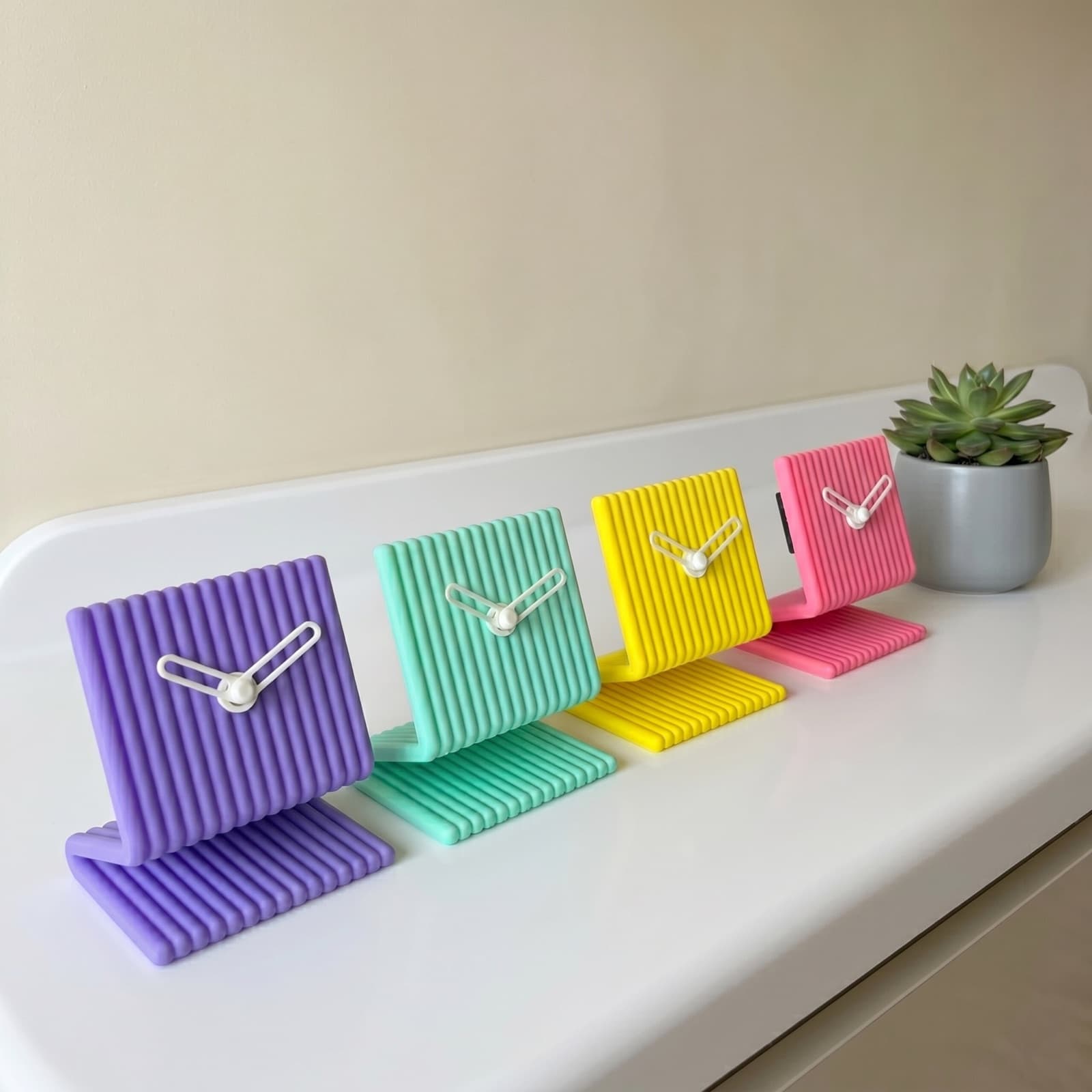 Ritim Turkuaz — dokulu, 3D baskı, sessiz analog masa saati (9×11 cm) - 4